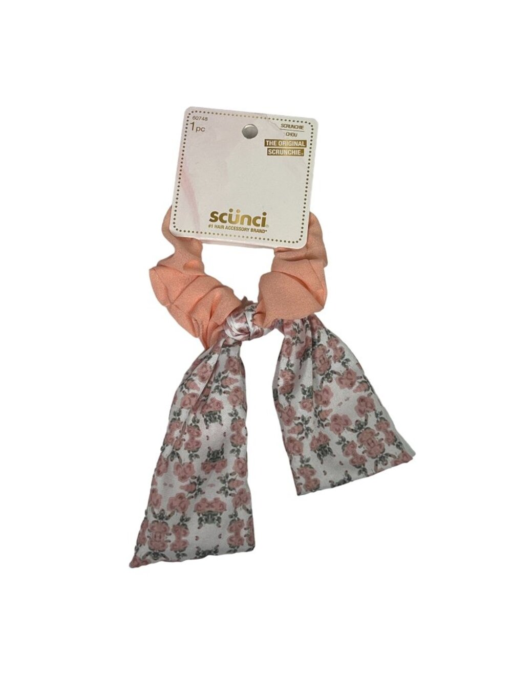 Scunci Orange Floral Scarf Scrunchie Boho Hair Accessory